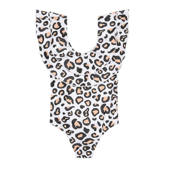 Wholesale New parent-child children's quick drying lotus leaf edge swimsuit leopard print swimsuit