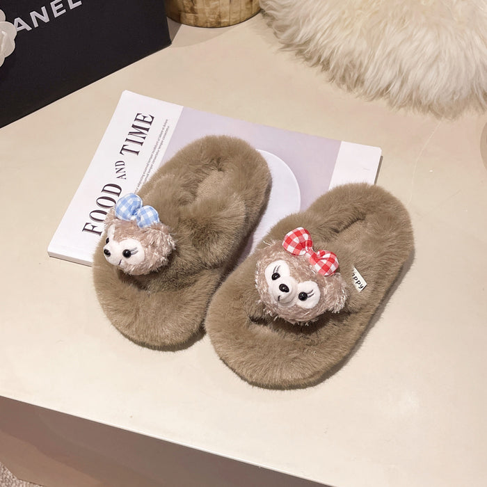 Wholesale Cartoon Anime Furry Slippers Summer Home and Outdoor Slip-On Slippers