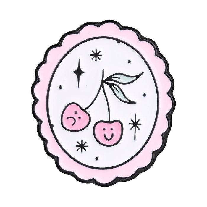 Wholesale Decorative Pink Macaron Pastoral Brooch Pin Zinc Alloy Enamel Moon Cherry Tulip Cartoon Badge Everyday Jewelry Accessory For Resale