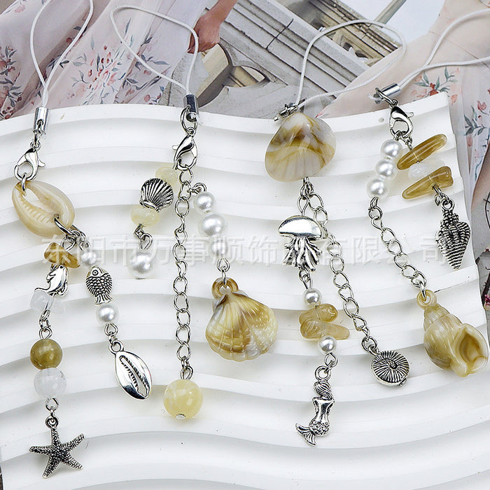 Wholesale Marine creature pendant shell conch pearl phone chain bag chain bead chain