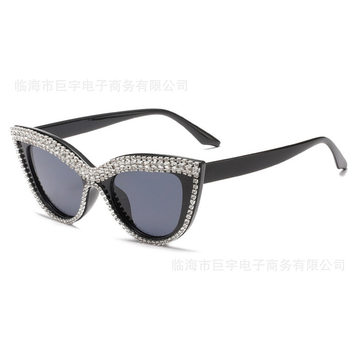 Wholesale Cat eye diamond studded flat mirror anti blue light new fashionable glasses frame personalized sunglasses glasses frame