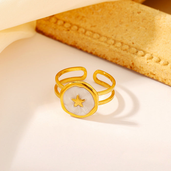 Wholesale Drip oil titanium steel ring, simple and luxurious geometric octagonal star heart stainless steel ring