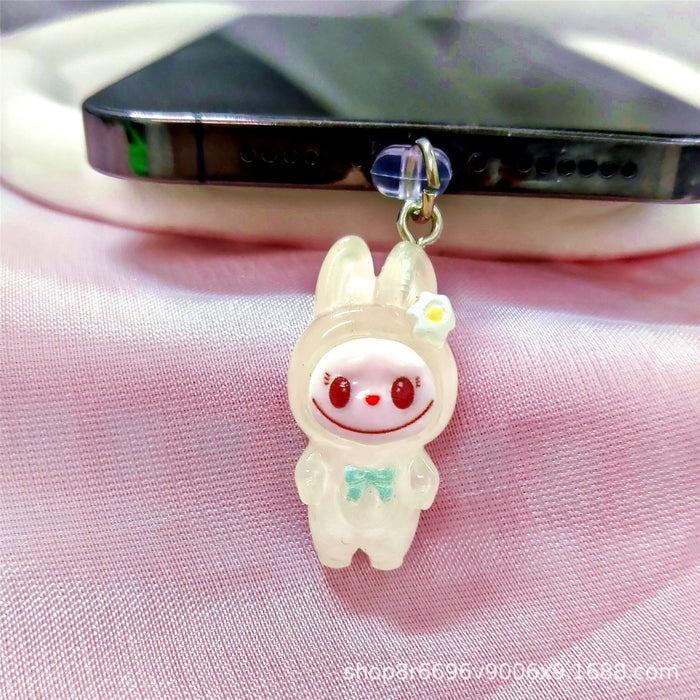 Wholesale Mobile phone dust plug charging port dust cap luminous pull cloth dust plug