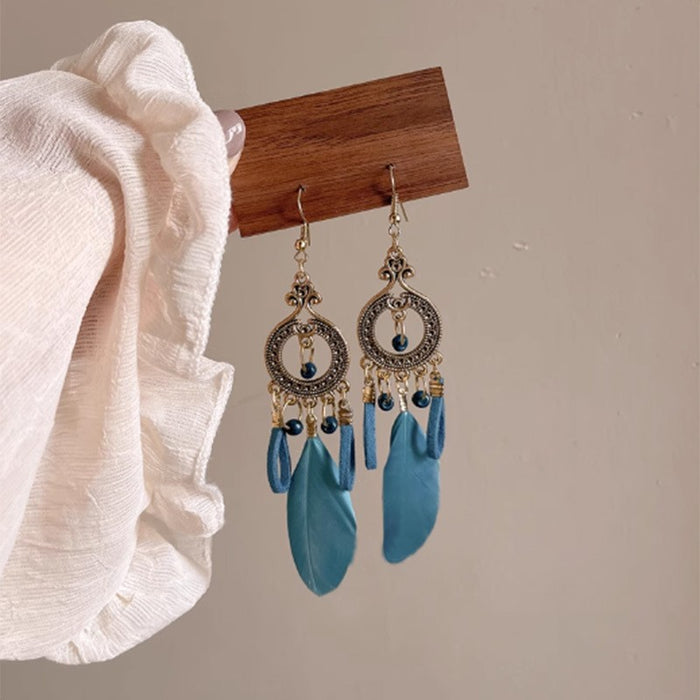 Wholesale Feather earrings, vintage earrings, travel photography earrings