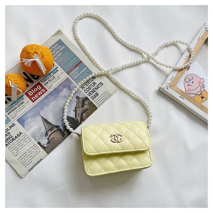 Wholesale Retro pearl decoration PU children's shoulder crossbody bag baby accessory bag
