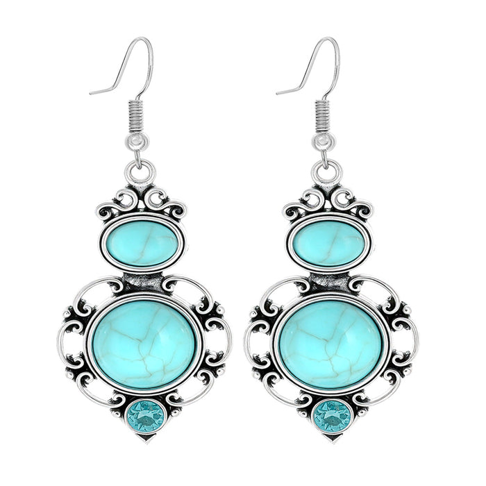 Wholesale Beach Vacation Geometric Alloy Earrings with Turquoise Acrylic Fashion Jewelry MOQ≥2