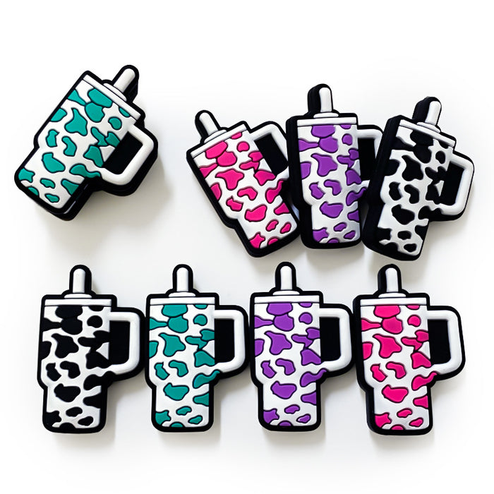 Wholesale 10pcs Cartoon Silicone Cow Pattern Ice Tyrant Cup Beads Focal Beads JDC-BDS-WDX063