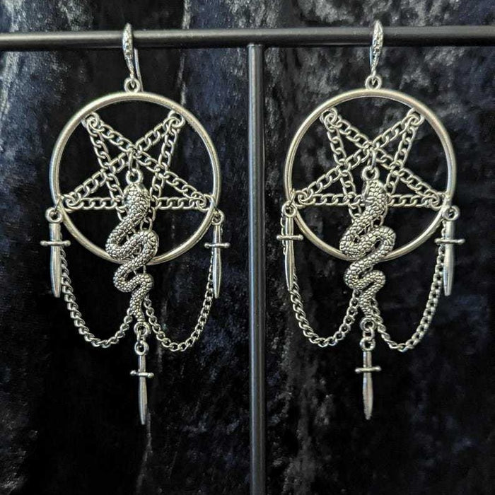 Wholesale Six-pointed star earrings witch  snake earrings sword accessories earrings Gothic retro accessories