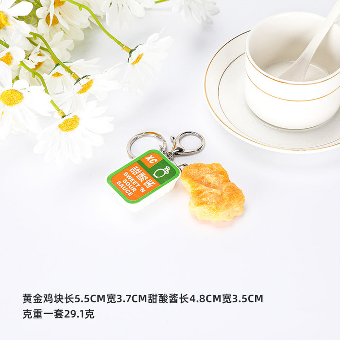 Wholesale Trendy Chicken Nugget Keychain Cute PVC Food Charm MOQ≥2