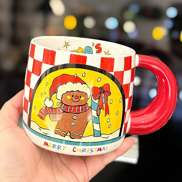 Wholesale Christmas-themed ceramic mug with a large handle