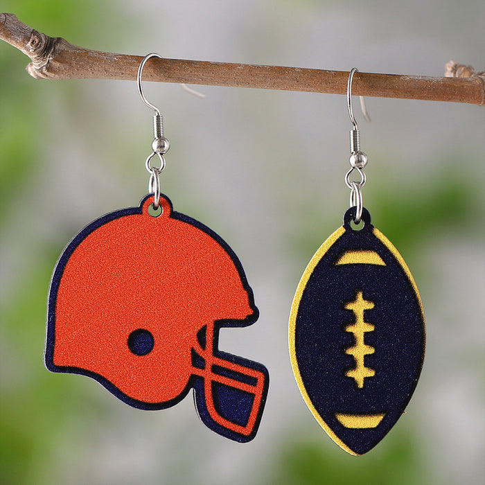 Wholesale Love Rugby LOVE Pendant Earrings Wooden Double-sided Sports Ear Accessories