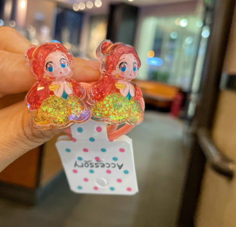 Wholesale Glittery glow-in-the-dark cute princess beaded hair tie