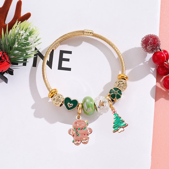 Wholesale Christmas Tree Elk Snowflake Stainless Steel Bracelet Women Jewelry Accessory MOQ≥2