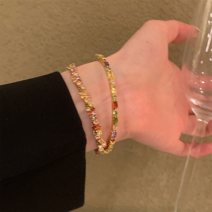 Wholesale Color Dopamine Zircon Bracelet Women's Design Fried Dough Twists Twist Bracelet Bracelet