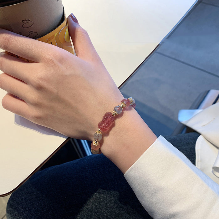 Wholesale Natural Crystal Bracelet Women's Red Hand Rope Weaving Gift