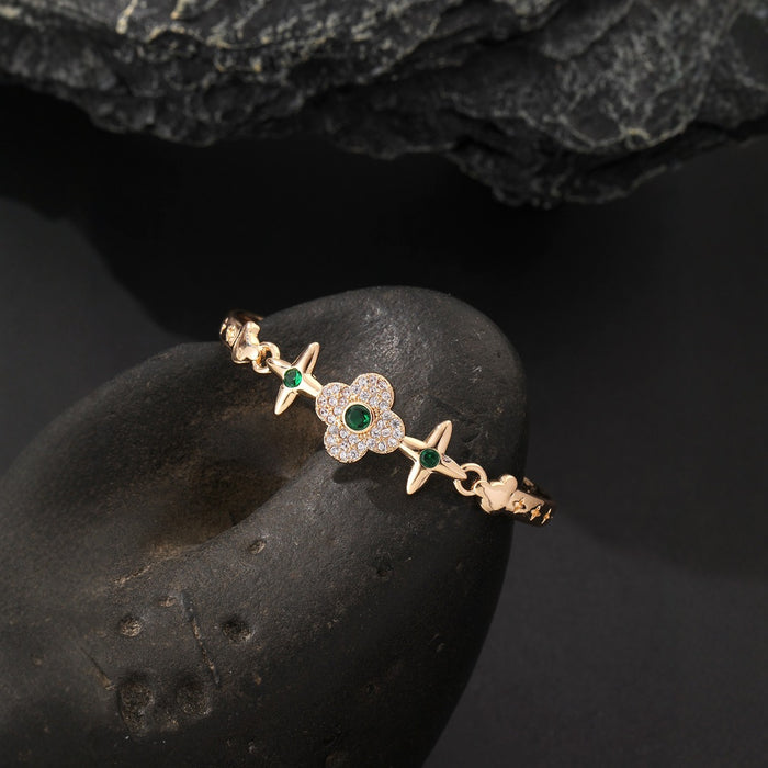 Wholesale High end, super sparkling, diamond studded vintage bracelet with fashionable personality, exquisite commuting, versatile and adjustable opening