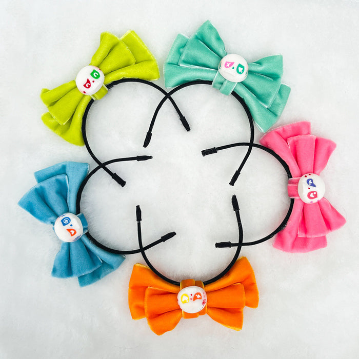 Wholesale Headband Vinyl Glue Doll Clothes Velvet Bow Hand-Painted Accessories