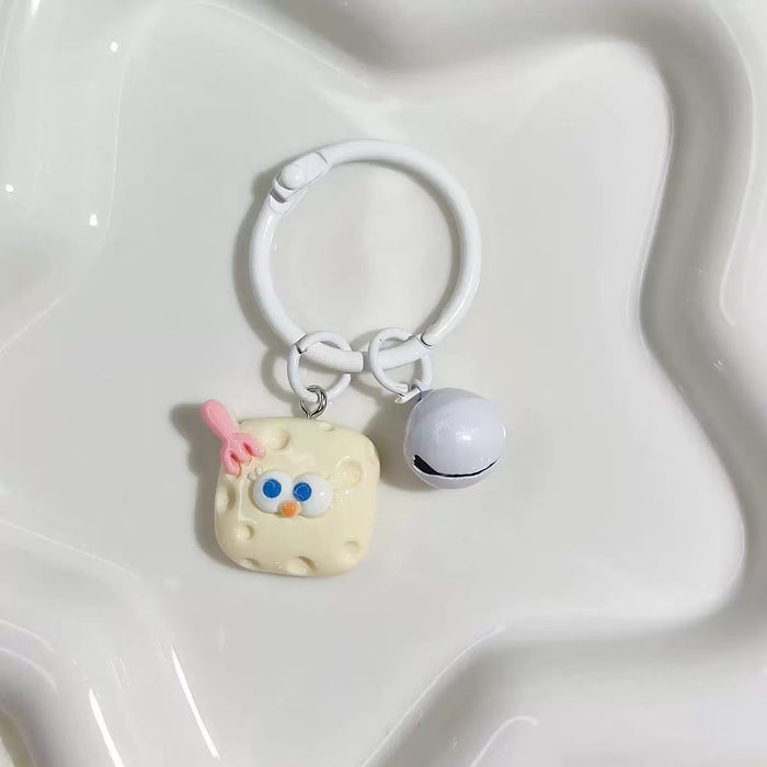 Wholesale Resin Cartoon Bunny Cheese Keychain Pendant Cute Backpack Charm For Students Birthday Gift
