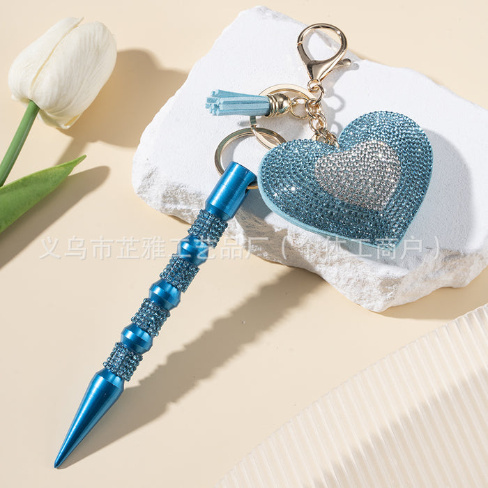 Wholesale Peach Heart Hot Diamond Leather Multifunctional Diamond Aluminum Alloy 2-piece Keychain JDC-KC-ZY032