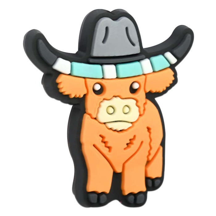 Wholesale Cute Cartoon Highland Cow Hole Beads DIY Ballpoint Pen Handmade Beaded Mobile Phone Chain Focus Bead Accessories