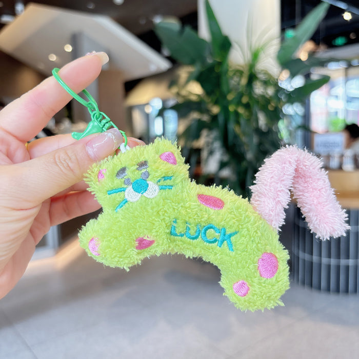 Wholesale Creative cartoon polka dot leopard doll keychain DIY twist tail decompression doll student pendant