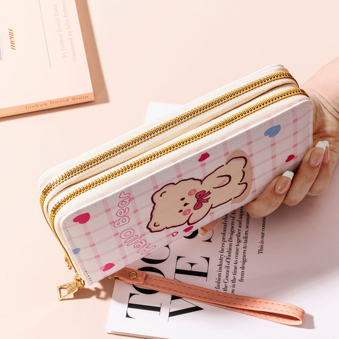 Wholesale Cartoon Long Hand-held Bag Casual Mobile Phone Bag Double Zipper Wallet Large Capacity Storage Bag JDC-WT-XQ005