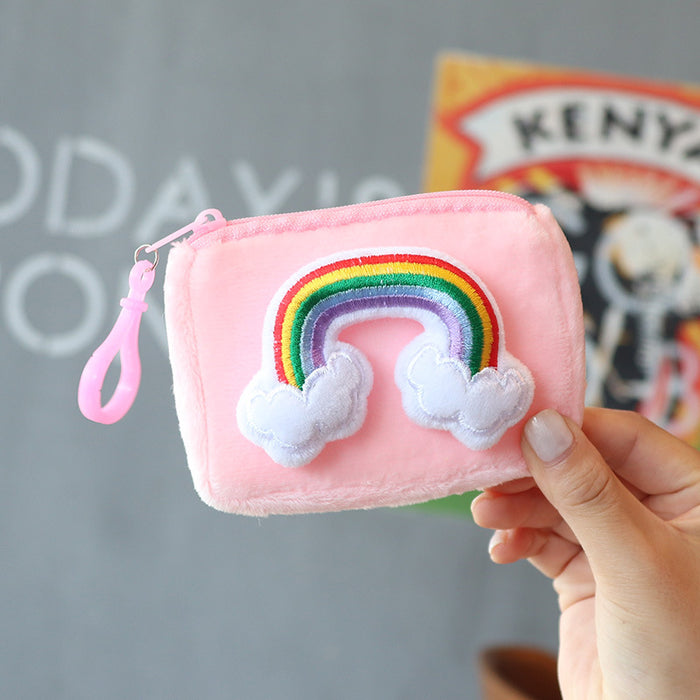 Wholesale New Square Candy Color Rainbow Card Holder Keychain Bag Hanging Women' s Small Wallet Student Mini Storage Bag
