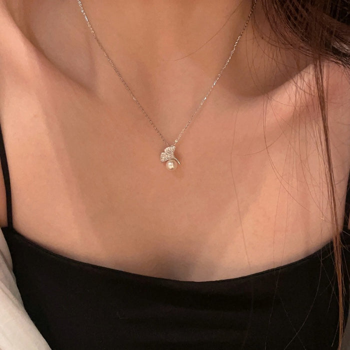 Wholesale Silver Leaf Natural Pearl Necklace Accessories