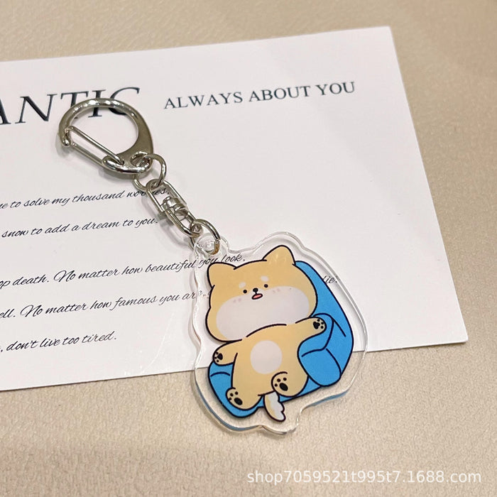 Wholesale Acrylic Keychain Double-sided Transparent Cartoon Animal Pendant Student Bag Children' s School Bag Accessories