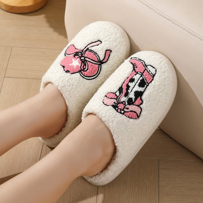 Wholesale Winter flower boots cotton slippers home indoor warm slippers slippers autumn and winter home