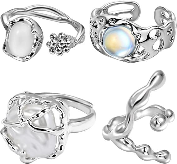 Wholesale Fashion trend inlaid ring, light luxury niche open mouth ring