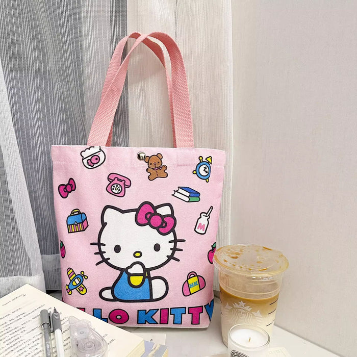 Wholesale Cartoon-Style Large-Capacity Canvas Shoulder Bag with Button Closure