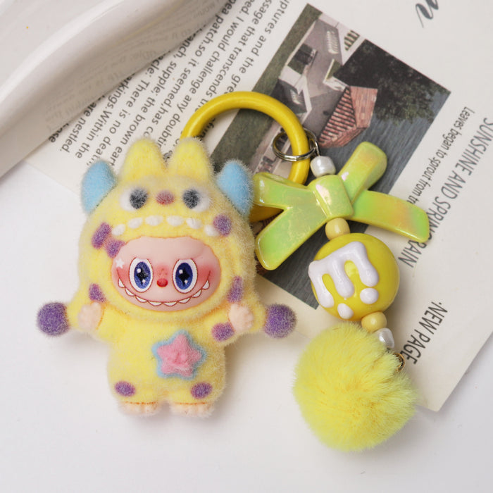 Wholesale Cute flocked polka dot doll keychain