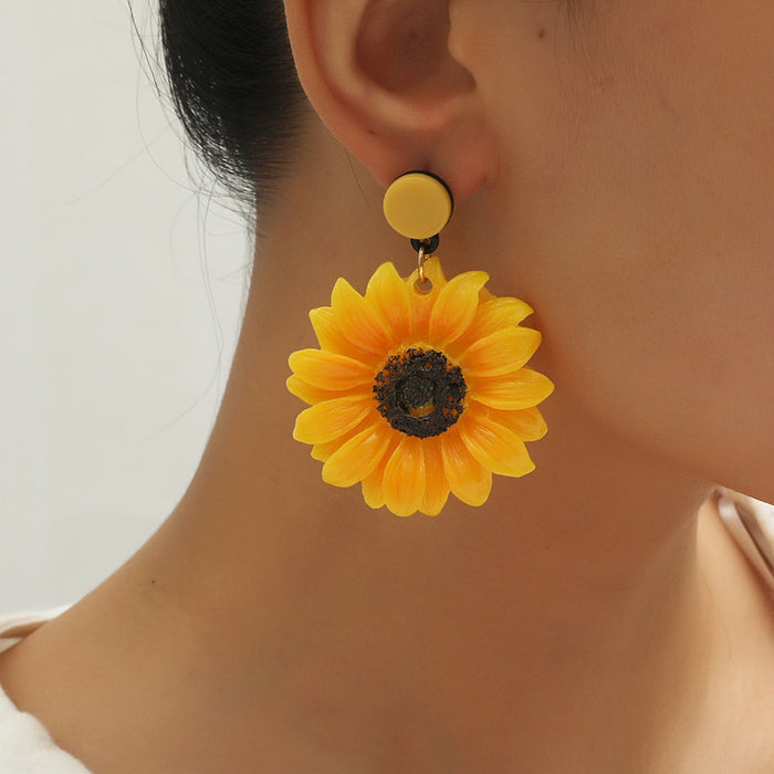 Wholesale sunflower earrings personality temperament all-match exaggerated earrings