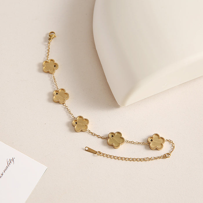 Wholesale Stainless Steel Four-Leaf Clover Butterfly Double-Sided Bracelet