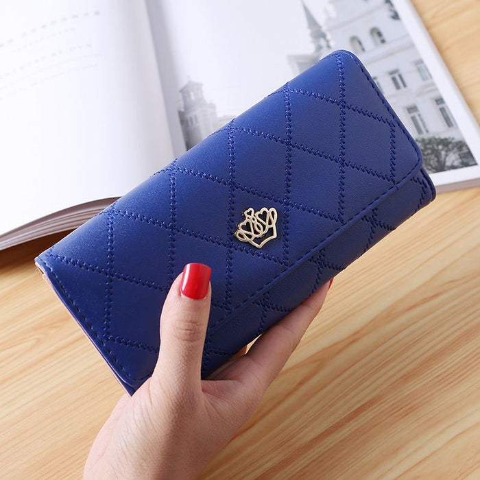 Wholesale Trendy PU Leather Large Capacity Women' s Wallet Clutch Solid Crown Pink Everyday Gift MOQ≥3
