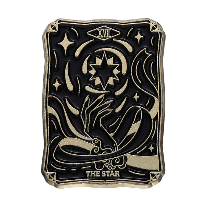 Wholesale Retro Creative Tarot Card Metal Brooch Cartoon Geometric Sun and Moon Emblem JDC-BC-BL005