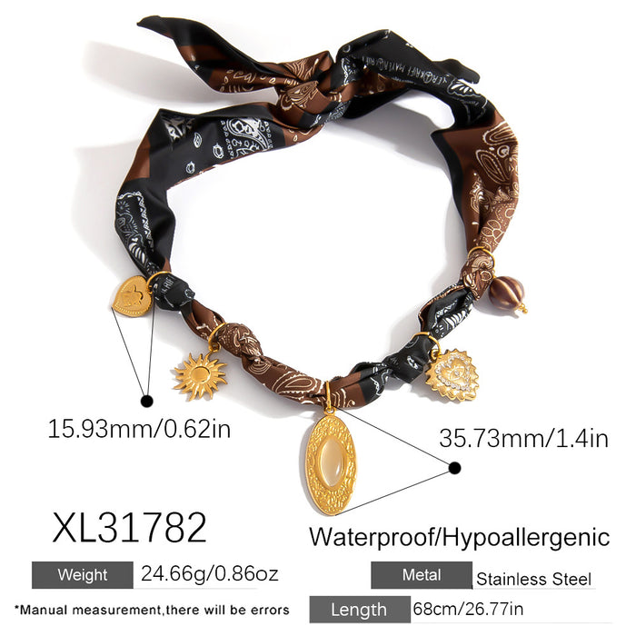 Wholesale Titanium Steel Necklace  Gold Accessible Luxury High-End Sun Flower Silk f Titanium Steel Color-Preserving Clavicle Chain Necklace