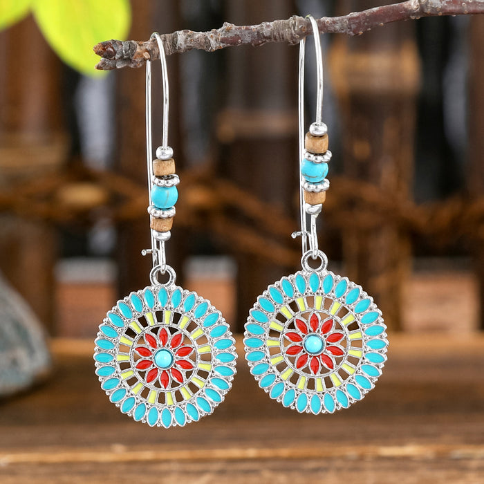 Wholesale Bohemian Geometric Turquoise Earrings Zinc Alloy Fashion Accessory MOQ≥2