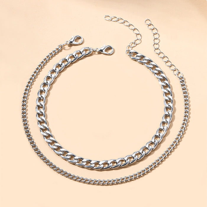 Wholesale Exaggerated jewelry, personalized alloy ankle chain, niche design, multi-layer ankle chain, minimalist