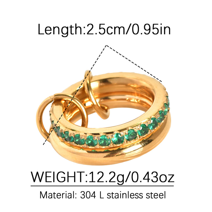 Wholesale Double-layer stainless steel gold-plated diamond zircon ring with elegant niche design