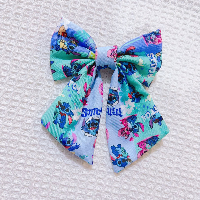 Wholesale Hair accessories girls simple bow ribbon hairpin cute blue clip