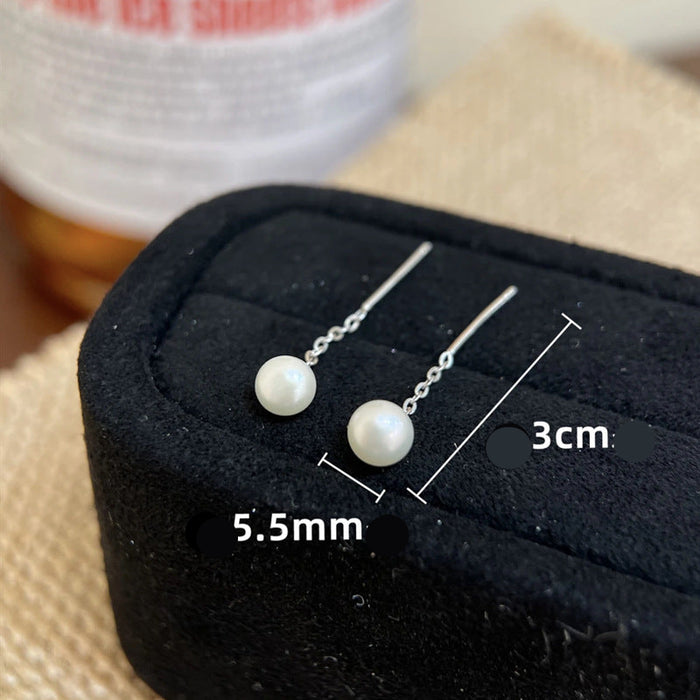 Wholesale   Pearl Ear Line S925 Silver Needle Niche Elegant Tassel Earrings  Raising Ear Holes Earrings