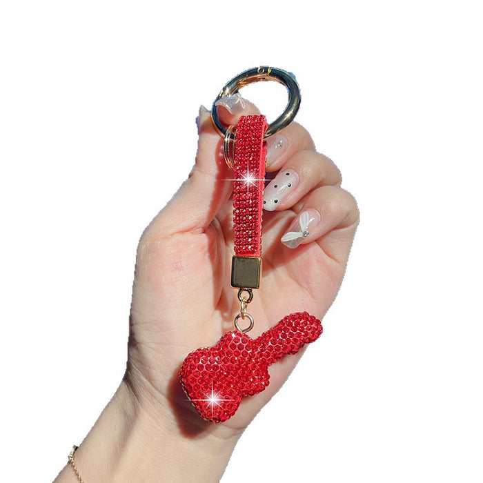 Wholesale Rhinestone Crystal Guitar Keychain Fashion Car Key Ring Pendant