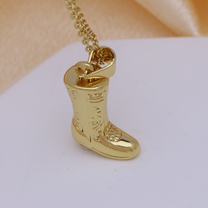 Wholesale Simple Couple Shoe Pendant Copper Gold-Plated Sneaker Necklace