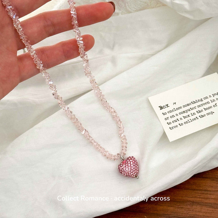 Wholesale Pink Crystal Rhinestones Heart Necklace JDC-NE-DouYin001