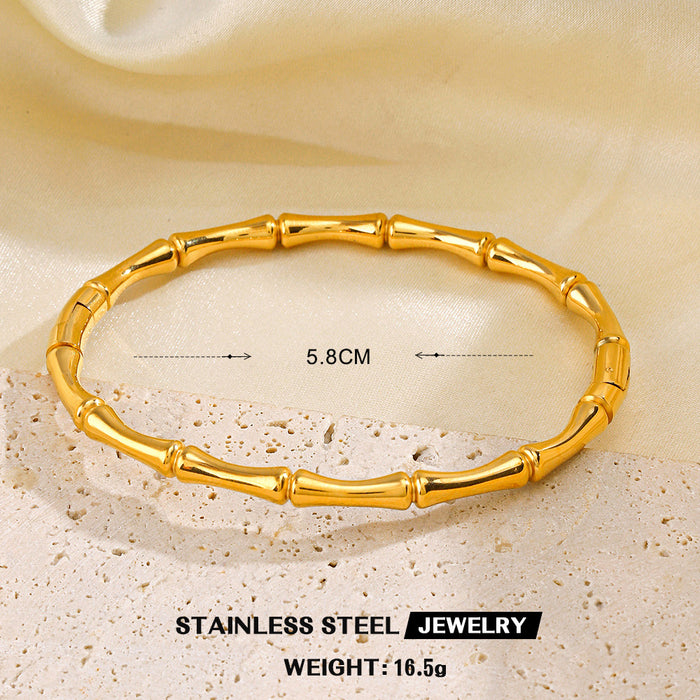Wholesale women's Bracelet and rings bamboo joint suit titanium Stainless steel plated bamboo jewelry
