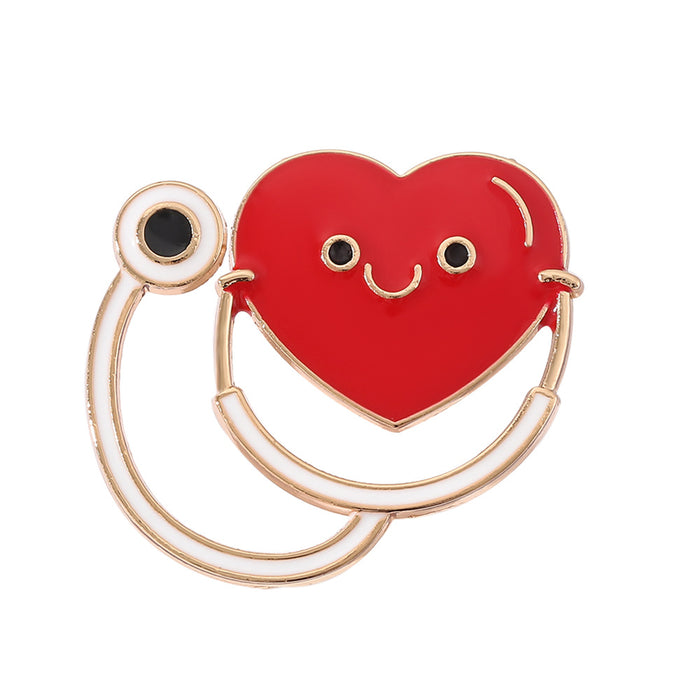 Wholesale Medical Series Metal Enamel Brooch Stethoscope Electrocardiogram  Doctors and Nurses Badges