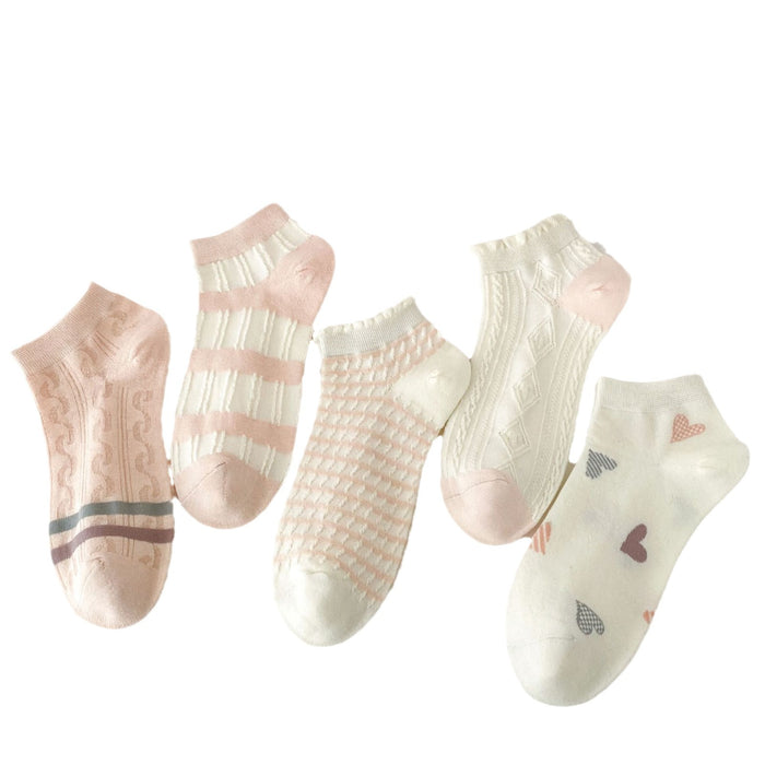 Wholesale Socks, boat socks, lace, heart-shaped socks, sweat absorbing and breathable striped cotton socks