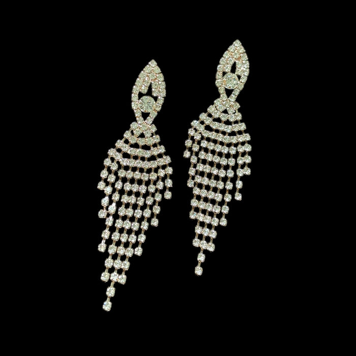 Wholesale Elegant jewelry with diamond studded tassel earrings, fashionable, luxurious, high-end, versatile earrings